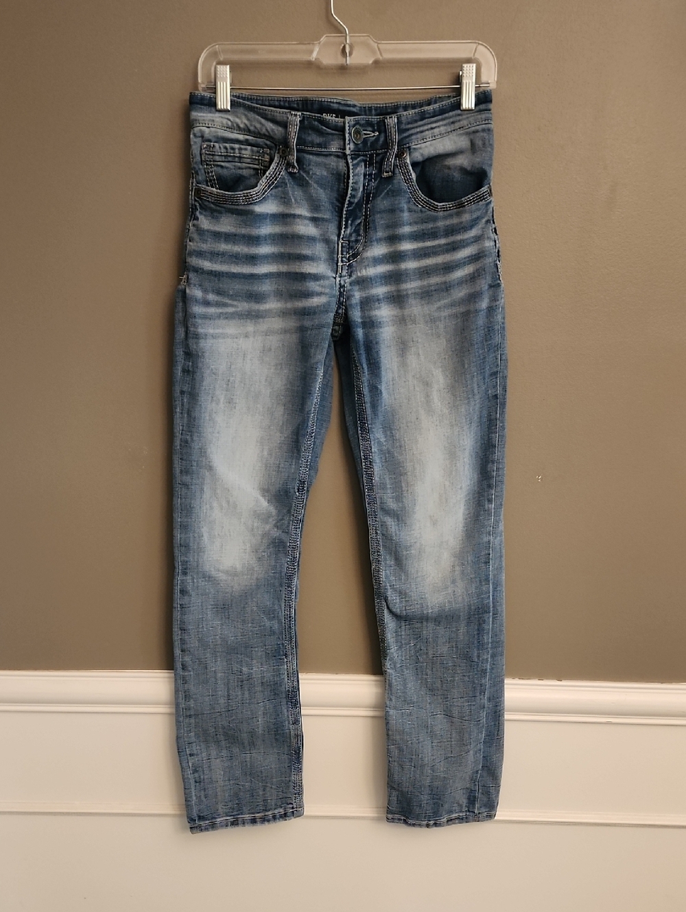 BKE Womens Light Blue Washed Jake  Straight Jeans